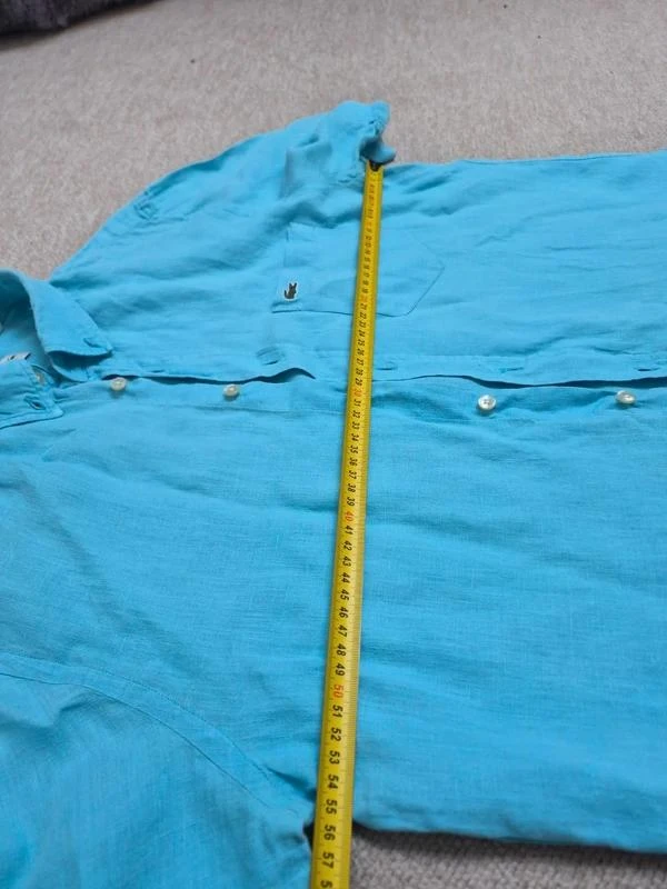 Lacoste Chemise Lin Bleu Turquoise FR 41 L – photo 6